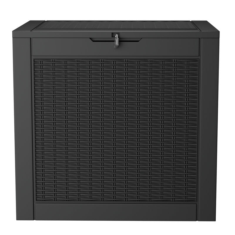 Devoko 32 Gallons Gallon Water Resistant Resin Lockable Deck Box in Black