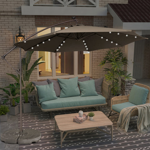 Direen 120'' Lighted Cantilever Umbrella
