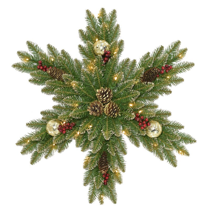 Dunhill Fir Faux Lighted Pinecone 32'' Wreath