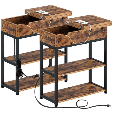 End Table with Storage and Built-In Outlets (Set of 2)