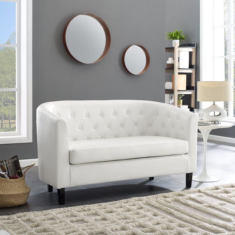 Engelhardt Vegan Button Tufted Loveseat, 2 Seater Sofa, Small Loveseat for Bedrooms and Living Room