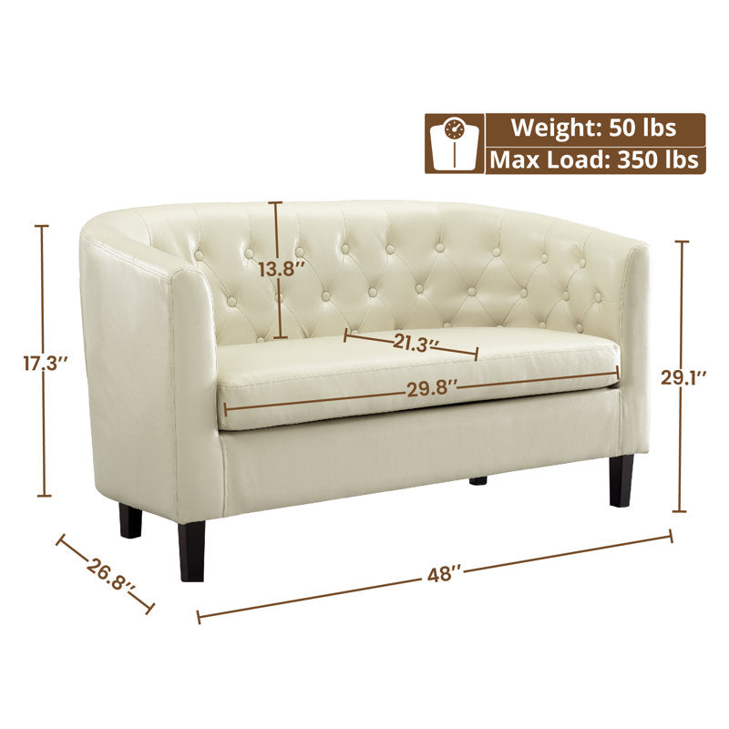 Engelhardt Vegan Button Tufted Loveseat, 2 Seater Sofa, Small Loveseat for Bedrooms and Living Room