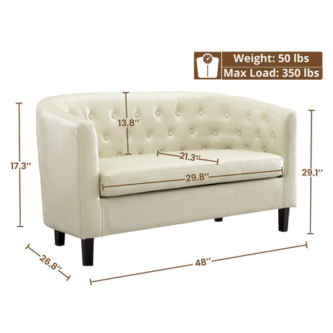 Engelhardt Vegan Button Tufted Loveseat, 2 Seater Sofa, Small Loveseat for Bedrooms and Living Room