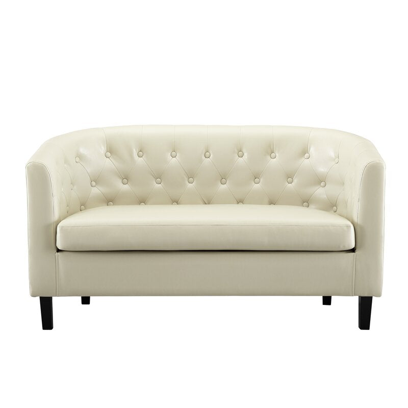 Engelhardt Vegan Button Tufted Loveseat, 2 Seater Sofa, Small Loveseat for Bedrooms and Living Room