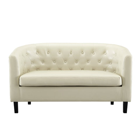 Engelhardt Vegan Button Tufted Loveseat, 2 Seater Sofa, Small Loveseat for Bedrooms and Living Room