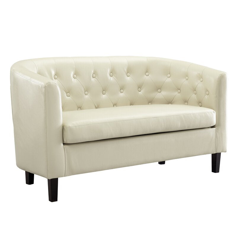 Engelhardt Vegan Button Tufted Loveseat, 2 Seater Sofa, Small Loveseat for Bedrooms and Living Room