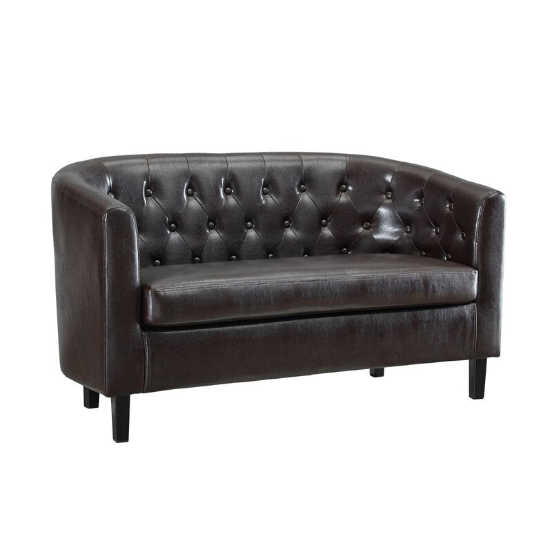 Engelhardt Vegan Button Tufted Loveseat, 2 Seater Sofa, Small Loveseat for Bedrooms and Living Room