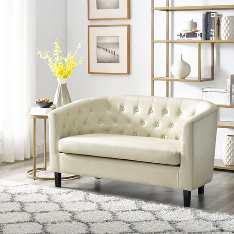 Engelhardt Vegan Button Tufted Loveseat, 2 Seater Sofa, Small Loveseat for Bedrooms and Living Room