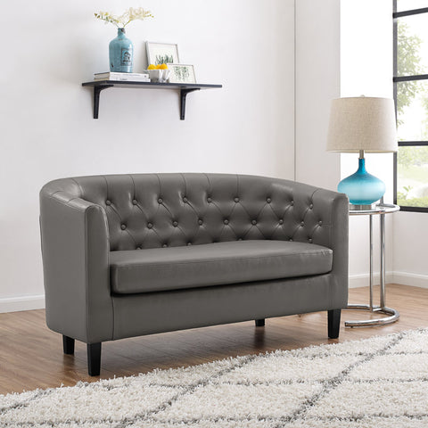 Engelhardt Vegan Button Tufted Loveseat, 2 Seater Sofa, Small Loveseat for Bedrooms and Living Room