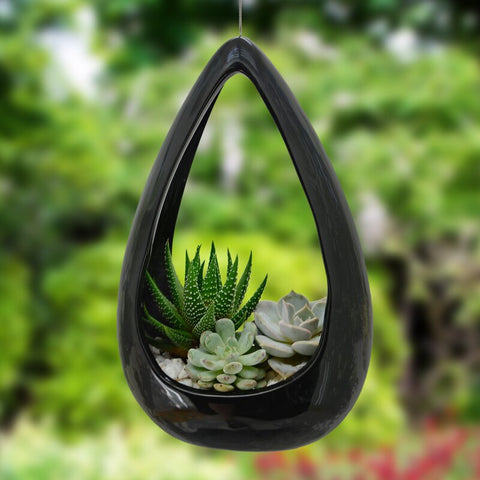 Black Farmington Ceramic Hanging Planter