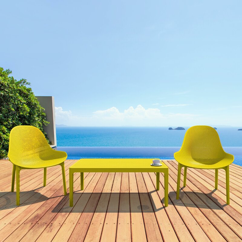 Farrah Outdoor Armless Lounge Chair (Set of 2)