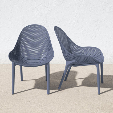 Farrah Outdoor Armless Lounge Chair (Set of 2)