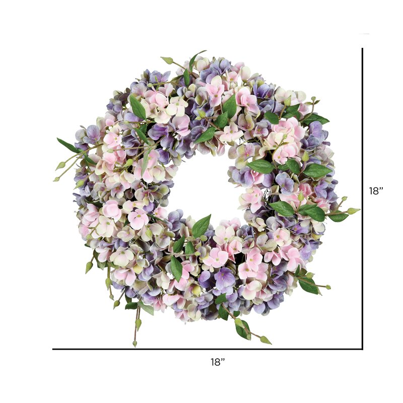Faux Hydrangea 18'' Wreath