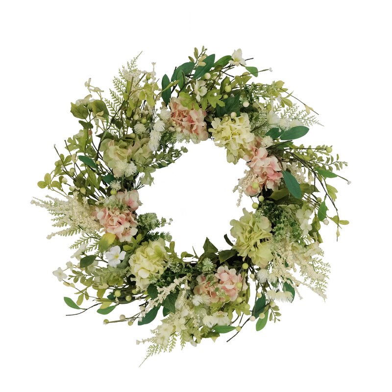 Faux Hydrangea Polyester 24'' Wreath