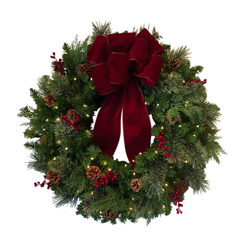 Faux Lighted Mixed Assortment 30'' Wreath