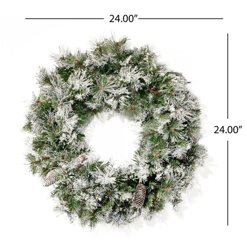 Faux Lighted Pine 24'' Wreath