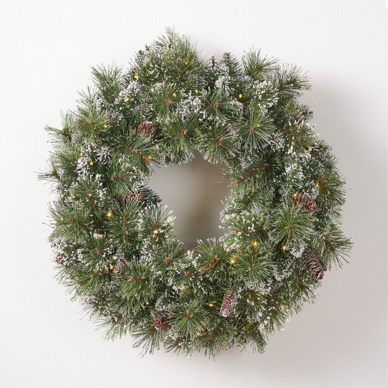 Faux Lighted Pine 24'' Wreath