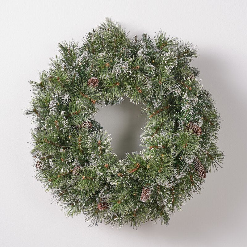 Faux Lighted Pine 24'' Wreath