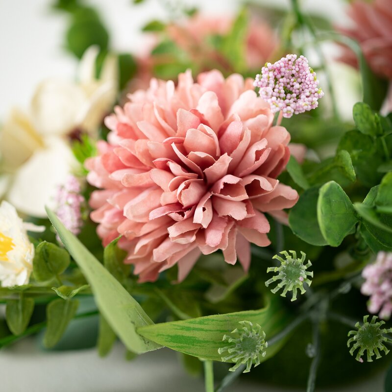 Faux Mixed Flower Polyester 12.5'' Wreath