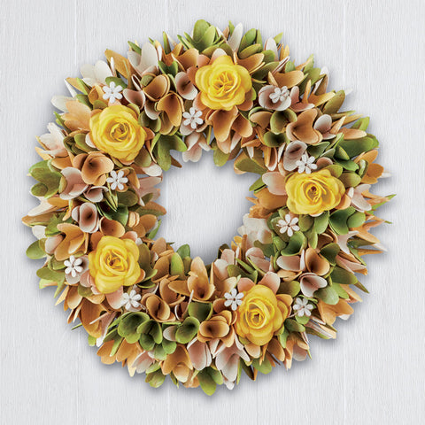 Faux Rose Wood 13'' Wreath