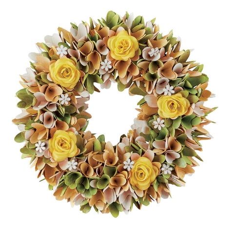 Faux Rose Wood 13'' Wreath