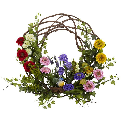 Floral Faux Mixed Assortment Polyester 22'' Wreath