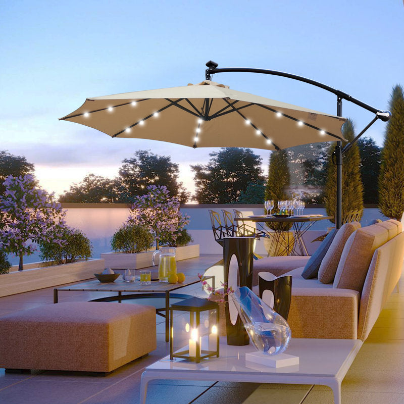 Fondren 118'' Lighted Cantilever Umbrella