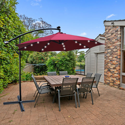 Fondren 118'' Lighted Cantilever Umbrella