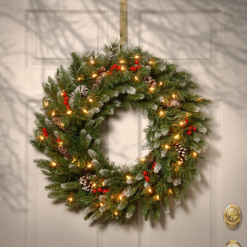 Frosted Berry Faux Lighted Wreath