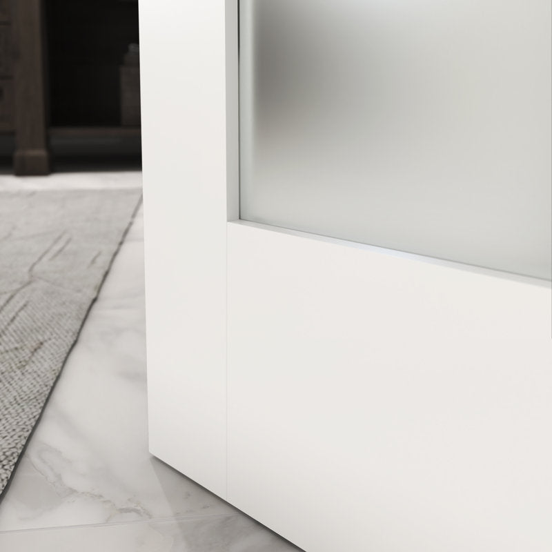 24" x 80" Frosted Glass Wood and Solid Wood Standard Door