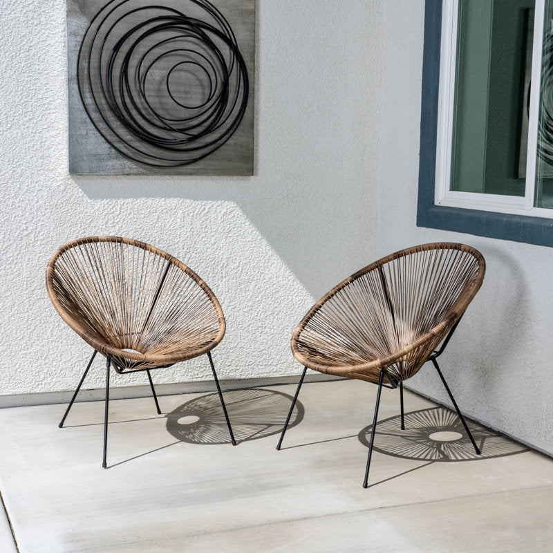 Gadbois Metal Outdoor Lounge Chair (Set of 2)