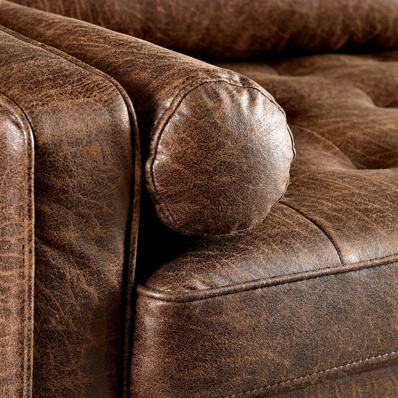 Garzon 69.68" Faux Leather Square Arm Sofa