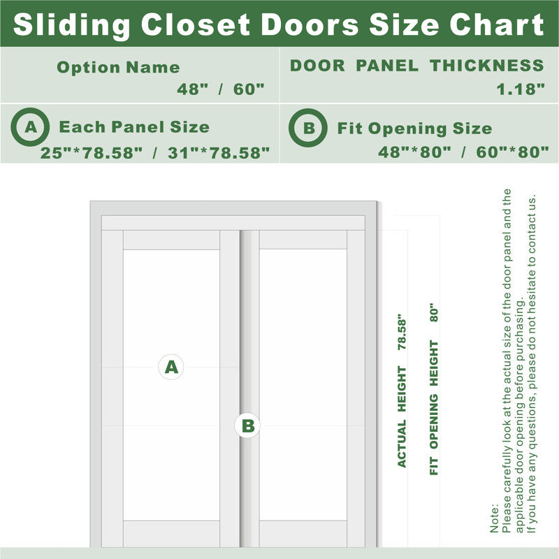 Glass Sliding Closet  Door with Hardware Kit