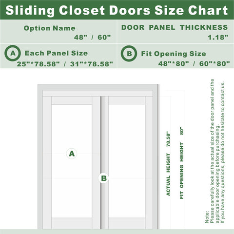 Glass Sliding Closet  Door with Hardware Kit