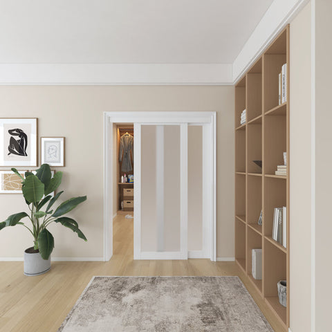 Glass Sliding Closet  Door with Hardware Kit