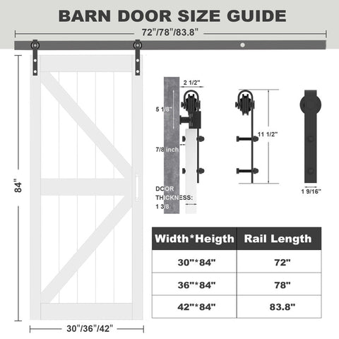 Glass and Manufactured Wood Barn Door with Installation Hardware Kit
