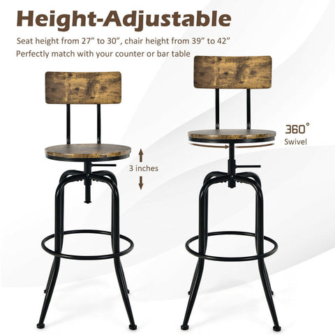 Graf Swivel Adjustable Height Stool (Set of 4)