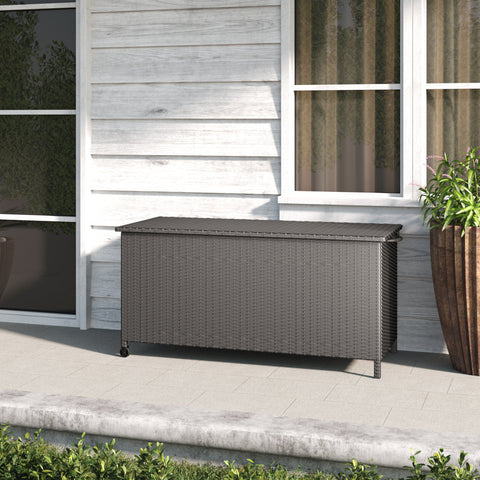 Grand Patio 108 Gallons Gallon Water Resistant Wicker Deck Box with Wheels