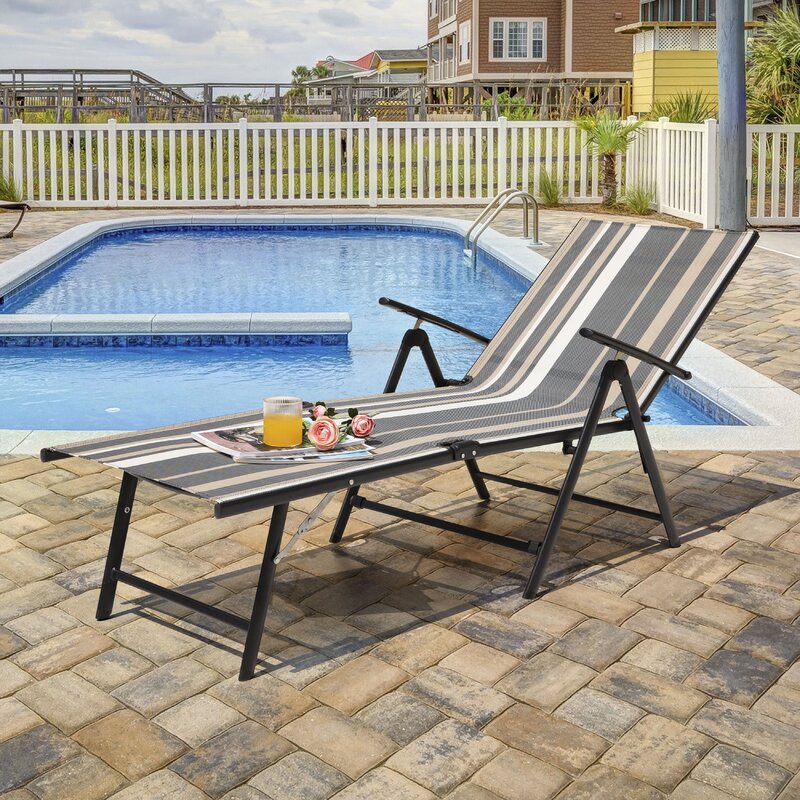 Grimball Outdoor Metal Chaise Lounge