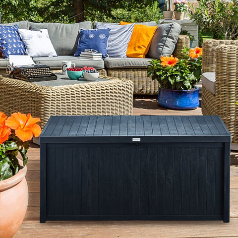 HOMHUM 112.94 Gallons Gallon Water Resistant Polyethylene Lockable Deck Box