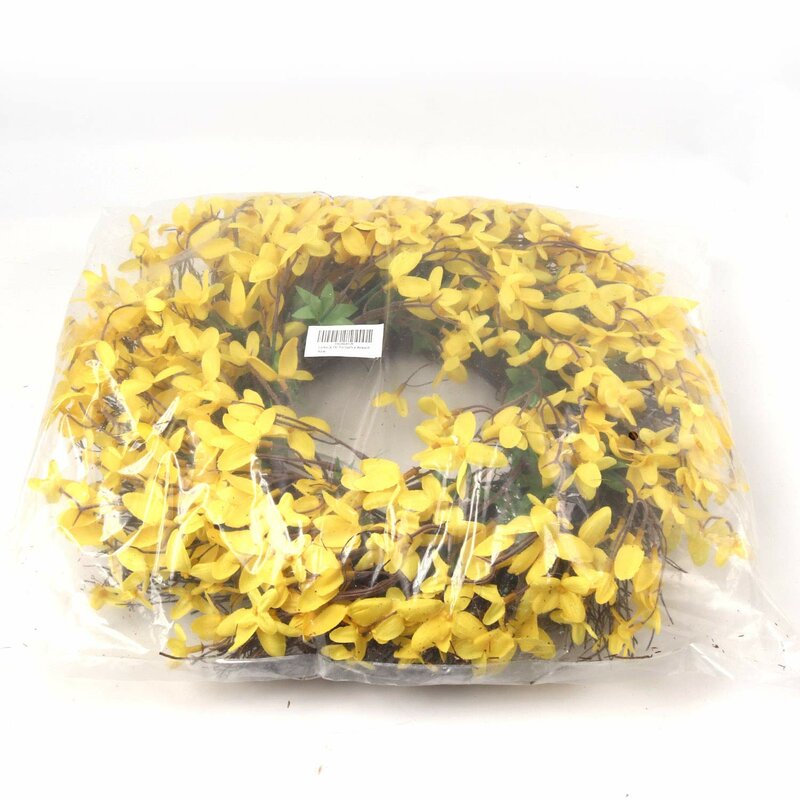 16" H x 16" W x 4" D Handcrafted Faux Forsythia Wreath