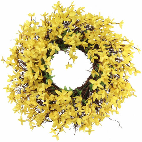 16" H x 16" W x 4" D Handcrafted Faux Forsythia Wreath