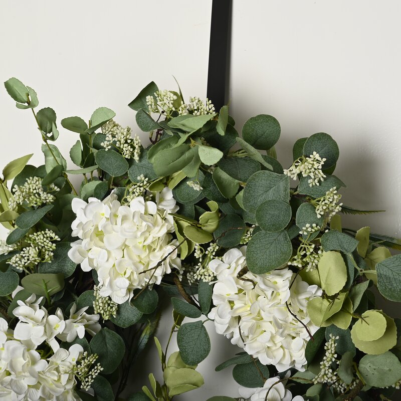 Handcrafted Faux Hydrangea Floral 24'' Wreath