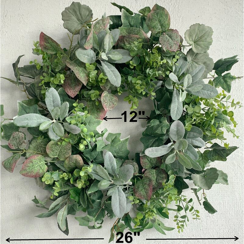 Handcrafted Faux Lambs Ear Greenery 26'' Wreath