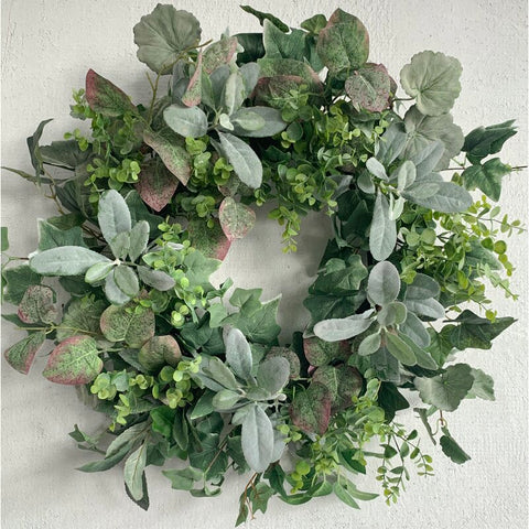 Handcrafted Faux Lambs Ear Greenery 26'' Wreath