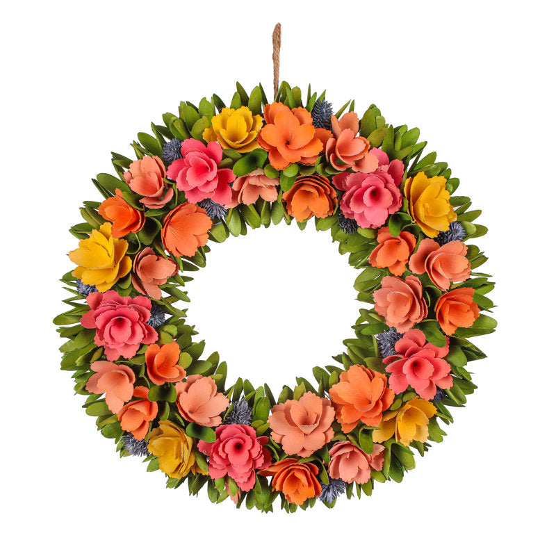 Handcrafted Faux Wood Chip / Wood Curl Wood 18'' Wreath