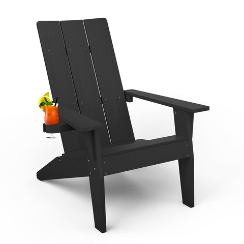 Black Harlean All Weather HIPS Plastic/Resin Adirondack Chair