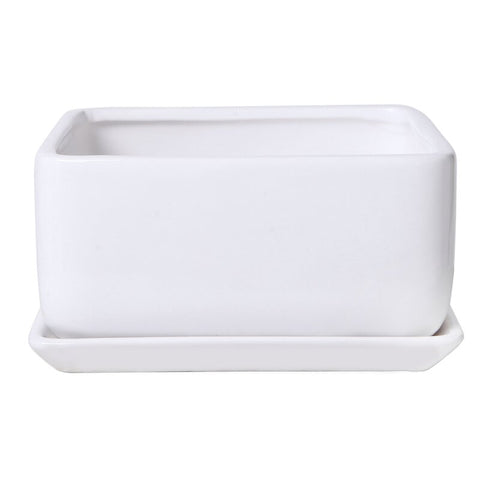 White Hens Ceramic Pot Planter
