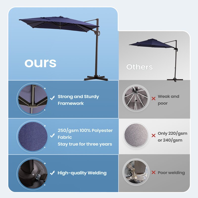 Herrell 108'' Rectangular Cantilever Umbrella
