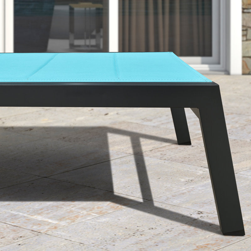 Herriman Outdoor Metal Chaise Lounge with Table